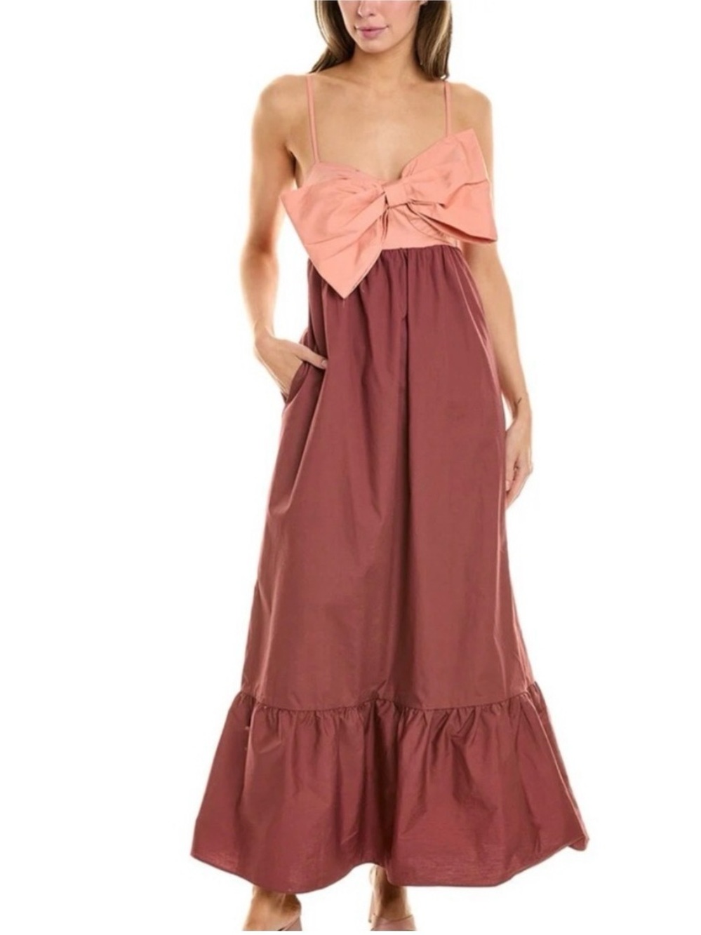 NWT Anthropologie Hutch Olani Bow Flounce Hem Maxi Dress